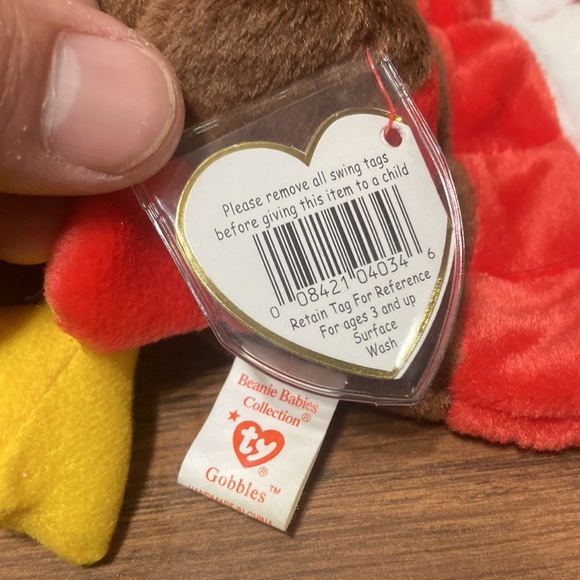 Vintage TY Gobbles The Turkey Beanie Baby - Picture 5 of 7